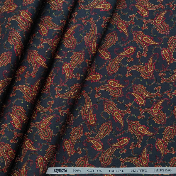 Shirt Fabric Raymond Giza Cotton Digital Printed Colour Black N Golden