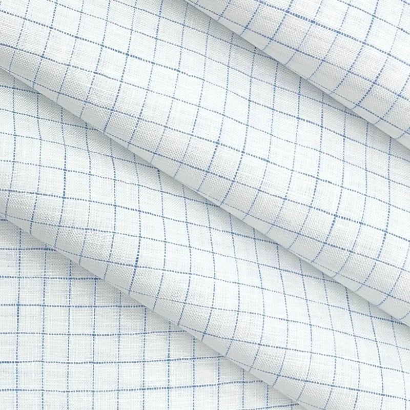 Shirt Fabric Arvind Pure Linen 60 Lea Pin Check colour Blue
