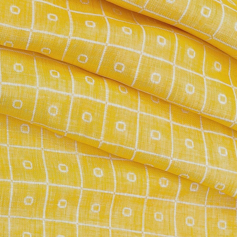 Solino 60 LEA Pure Linen Butta Shirt n Kurta Fabric Colour Mango Yellow