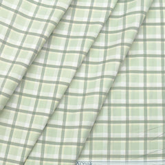 Shirt Fabric Arvind Cotton Blended Check Colour Olive Green