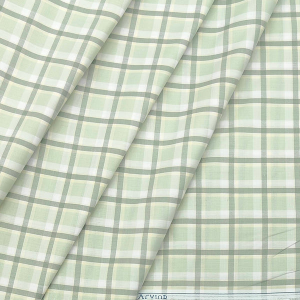 Shirt Fabric Arvind Cotton Blended Check Colour Olive Green
