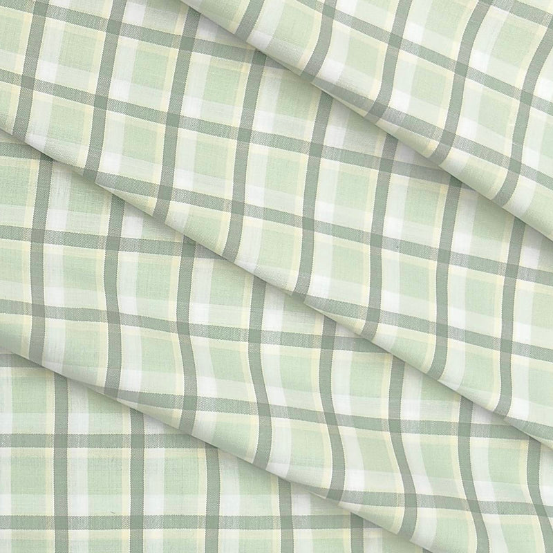 Shirt Fabric Arvind Cotton Blended Check Colour Olive Green