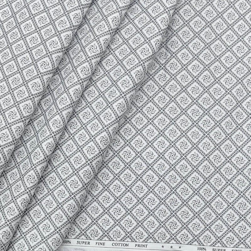 Shirt Fabric ManTire Giza Cotton Printed Colour onyx grey