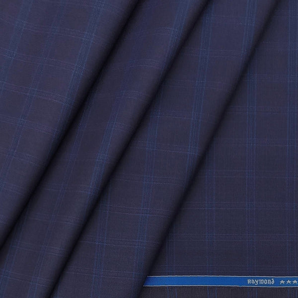 Trouser Fabric Raymond 100s Count PV Check color Nevy Blue