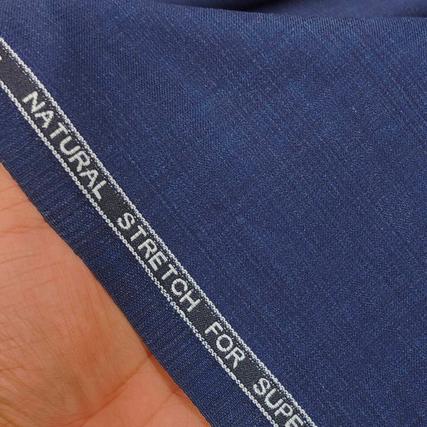 Trouser Fabric Reid & Taylor PV Check Natural Stretch Softest Color Hard Blue