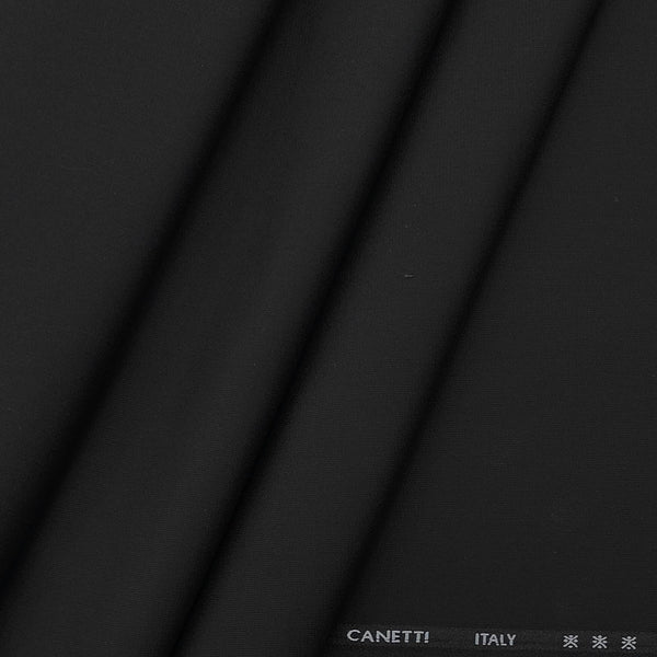 Trouser Fabric Canetti Italy Luxury Stretch Plain colour Black