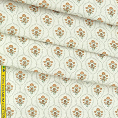 Shirt n Kurta Fabric Stiff Pure Cotton Premium Digital Printed Colour Floral White