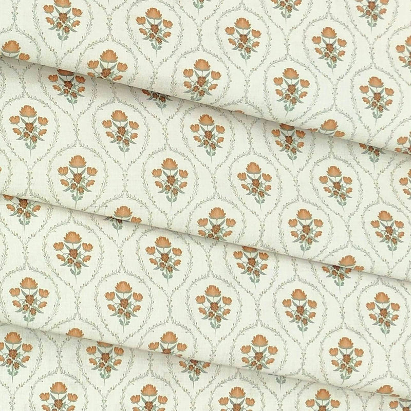 Shirt n Kurta Fabric Stiff Pure Cotton Premium Digital Printed Colour Floral White