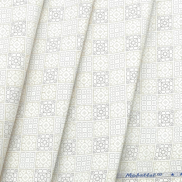 Shirt n Kurta Fabric Stiff Pure Cotton Premium Digital Printed Colour Pearl White