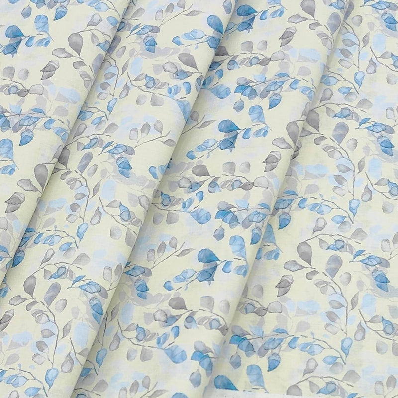 Shirt n Kurta Fabric Stiff Pure Cotton Premium Digital Printed Colour Silver Feather