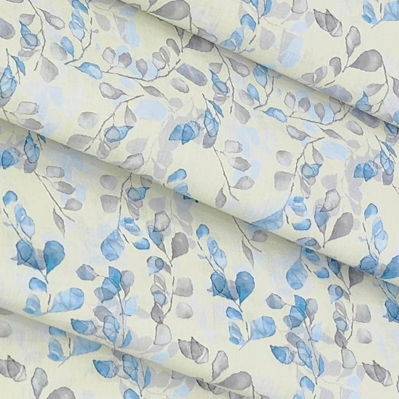 Shirt n Kurta Fabric Stiff Pure Cotton Premium Digital Printed Colour Silver Feather