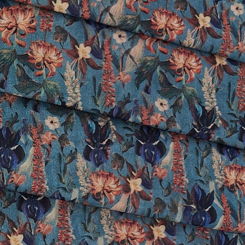 Shirt n Kurta Fabric Stiff Pure Cotton Premium Digital Printed Colour Dallas Blue