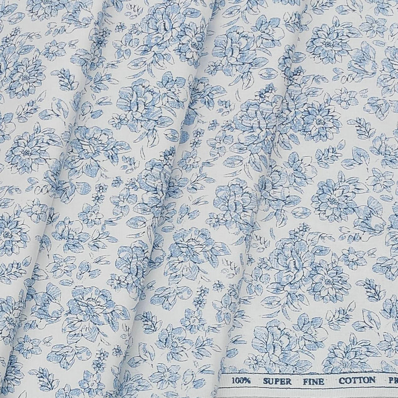 Shirt Fabric ManTire Giza Cotton Printed Colour Light Blue