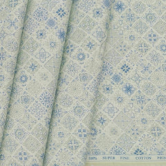 Shirt Fabric ManTire Giza Cotton Printed Colour Chetwode Greenish