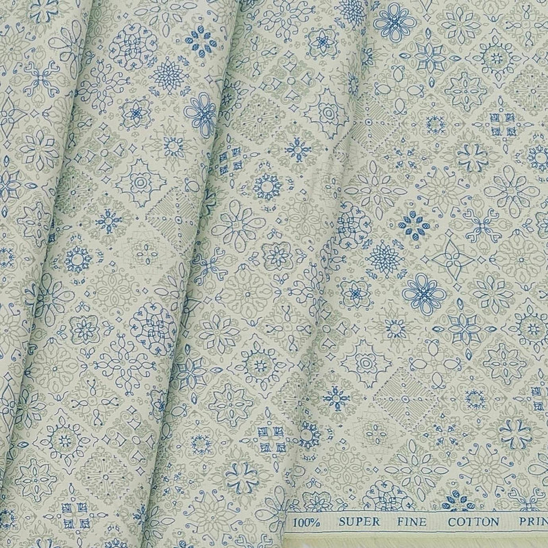 Shirt Fabric ManTire Giza Cotton Printed Colour Chetwode Greenish