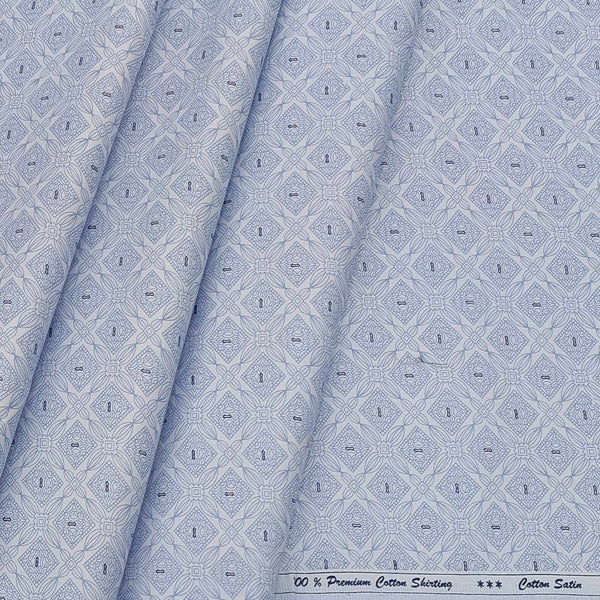 Shirt Fabric ManTire Giza Cotton Printed Colour Pole Blue