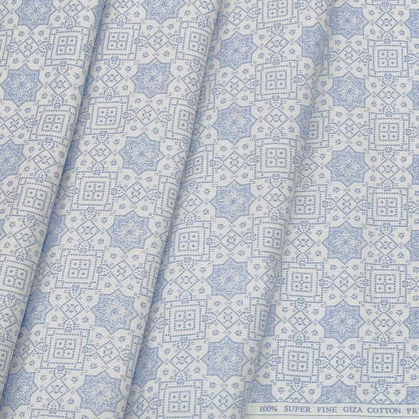 Shirt Fabric ManTire Giza Cotton Printed Colour Nankeeng Blue