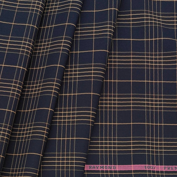 Shirt Fabric Raymond 100% Cotton Check Colour Dark Blue