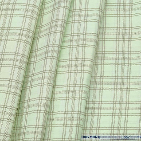 Shirt Fabric Raymond 100% Cotton Check Colour Nyanza Green