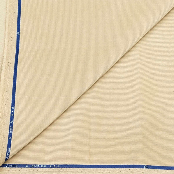 Arvind Pure Cotton stretchable Corduroy Trouser Fabric Colour Off white