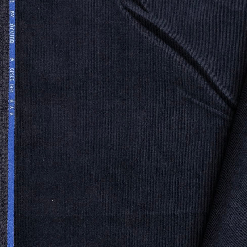 Arvind Pure Cotton stretchable Corduroy Trouser Fabric Colour Dark Blue