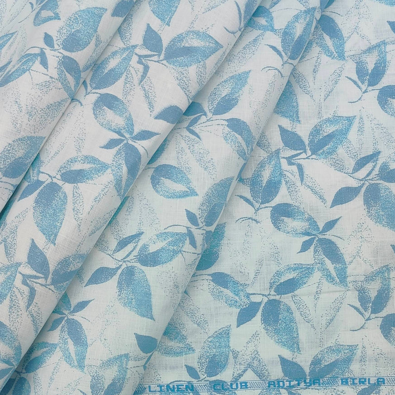 Shirt Fabric Linen Club Pure Linen Printed Colour Fortnum Blue