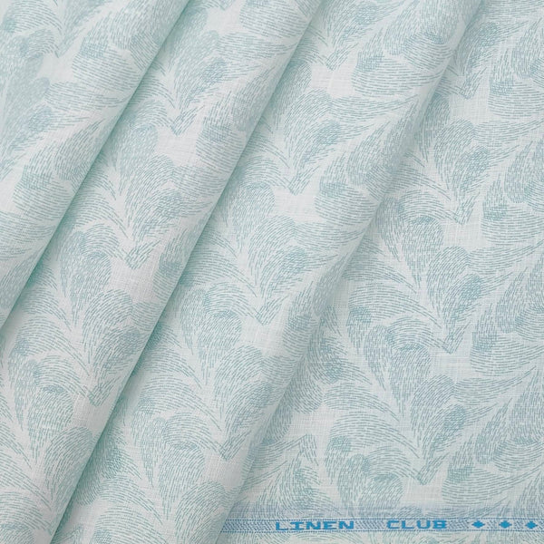 Shirt Fabric Linen Club Pure Linen Printed Colour Mint Green