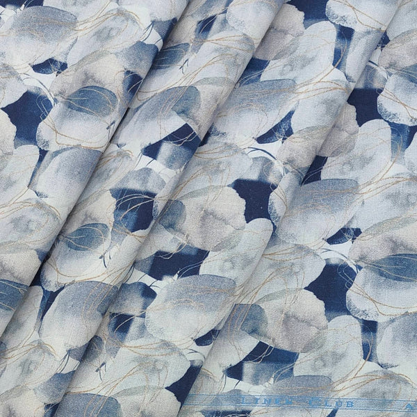 Shirt n Kurta Fabric Linen Club Pure Linen 60 Lea Printed colour Dark Blue