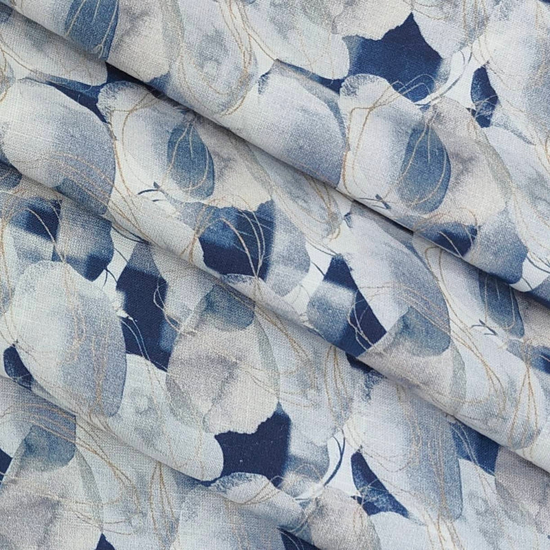 Shirt n Kurta Fabric Linen Club Pure Linen 60 Lea Printed colour Dark Blue