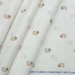 Shirt n Kurta Fabric Solino Pure Linen 60 Lea Printed colour White