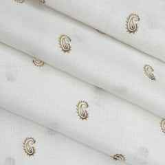 Shirt n Kurta Fabric Solino Pure Linen 60 Lea Printed colour White