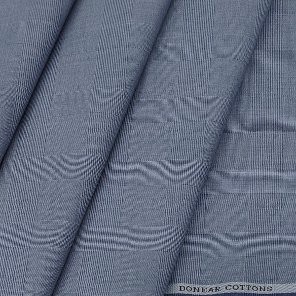Trouser Fabric Donear Fine Pure Cotton stretchable Mild Check Colour Glaucous Blue