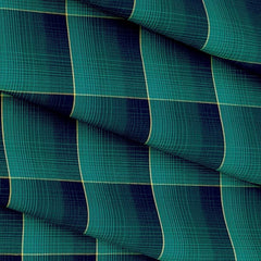 Shirt Fabric Raymond 100% Cotton Broad Check Colour Midnight Blue N Teal Green