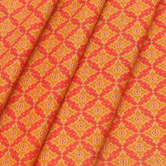 Shirt Fabric ManTire Polyester Viscose Digital Printed Color Candy Red N Light Orange