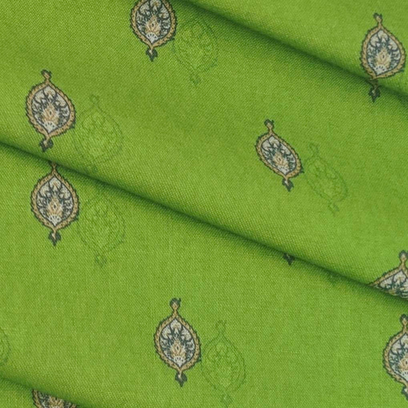 Shirt Fabric ManTire Polyester Viscose Digital Printed Color Kelly Green