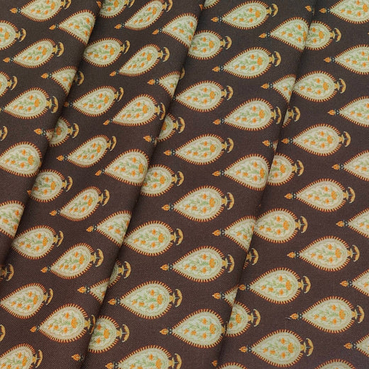 Shirt Fabric ManTire Polyester Viscose Digital Printed Color Sepia Brown