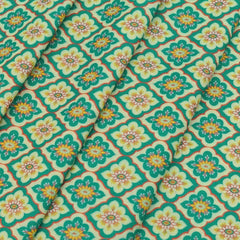 Shirt Fabric ManTire Polyester Viscose Digital Printed Color Teal Green