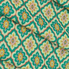 Shirt Fabric ManTire Polyester Viscose Digital Printed Color Teal Green