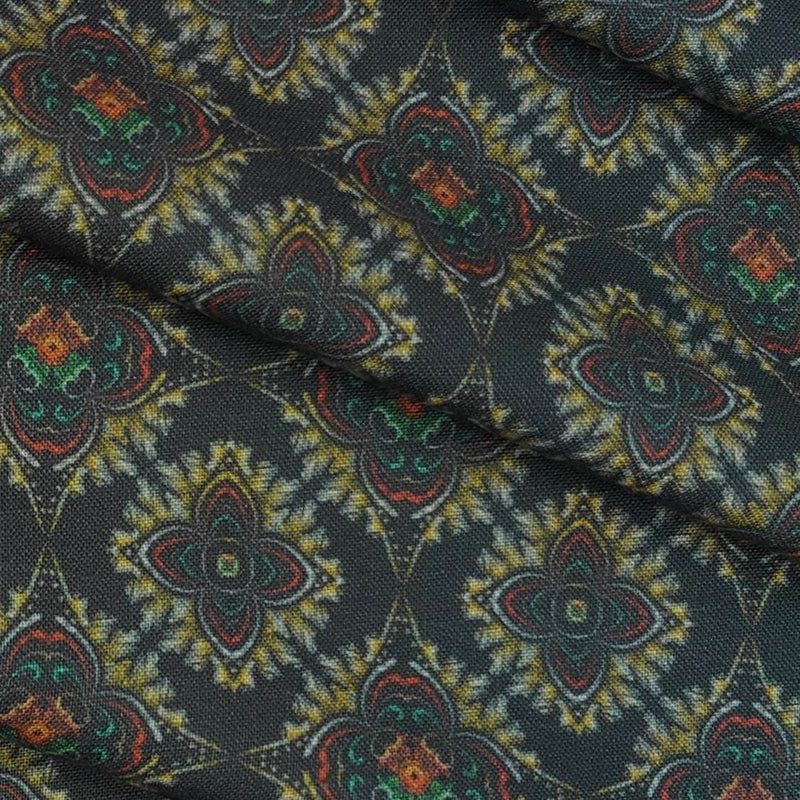 Shirt Fabric ManTire Polyester Viscose Digital Printed Color Greenish Dark Grey