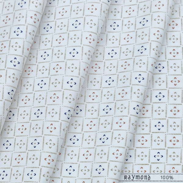 Shirt Fabric Raymond 100% Cotton Printed Colour Off white N Light Beige