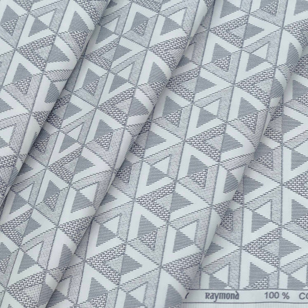 Shirt Fabric Raymond 100% Cotton Printed Colour Cloudy Grey N White