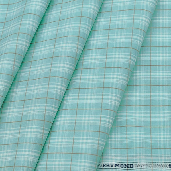 Shirt Fabric Raymond 100% Cotton Check Colour Mint Green