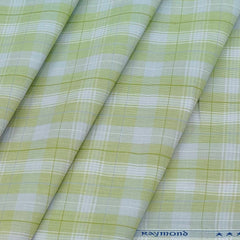 Shirt Fabric Raymond 100% Cotton Check Colour Olive Green