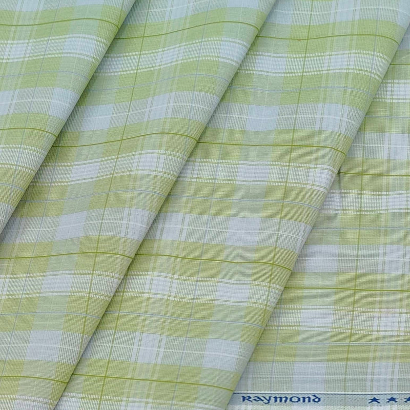 Shirt Fabric Raymond 100% Cotton Check Colour Olive Green