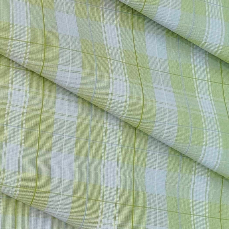 Shirt Fabric Raymond 100% Cotton Check Colour Olive Green