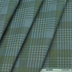 Shirt Fabric Raymond Polished Cotton Digital Check Colour Greenish Grey