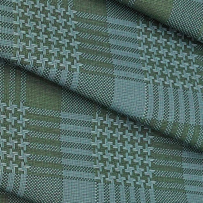 Shirt Fabric Raymond Polished Cotton Digital Check Colour Greenish Grey