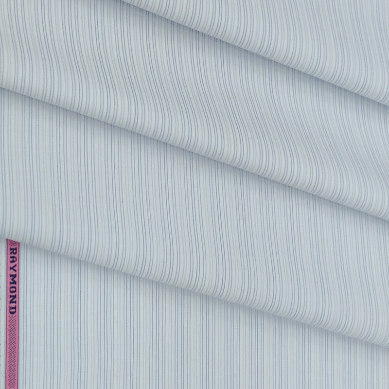 Shirt Fabric Raymond 100% Cotton Pin Lining Colour Blue N White