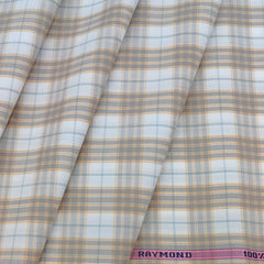 Shirt Fabric Raymond 100% Cotton Check Colour Light Brown N Off white