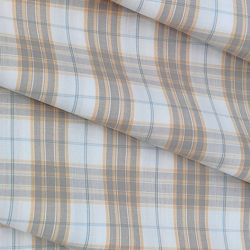 Shirt Fabric Raymond 100% Cotton Check Colour Light Brown N Off white